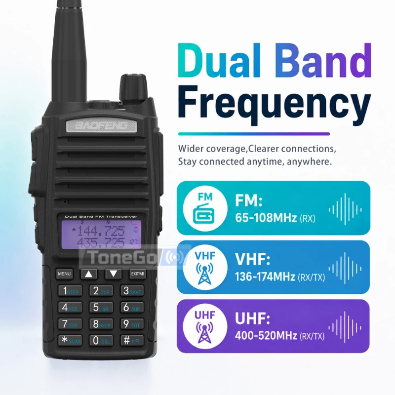 Baofeng UV-82 Walkie Talkie 5W/8W Power VHF/UHF 2800mAh Dual PTT 128CH Flashlight Long Range For Hunting Portable Two Way Radio