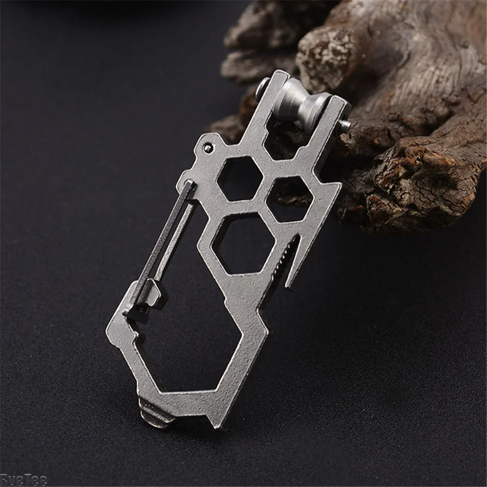 Stainless Steel Multifunctional Bottle Opener Wrench Pulley Mountain Buckle EDC Gadgets Men Gift