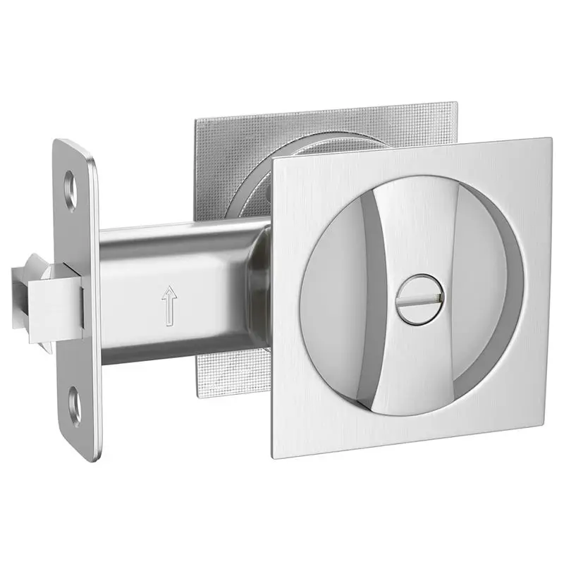 

A29F-Pocket Door Lock For Bed/Bath, Contemporary Privacy Square Pocket Door Hardware, Flush Pocket Door Latch