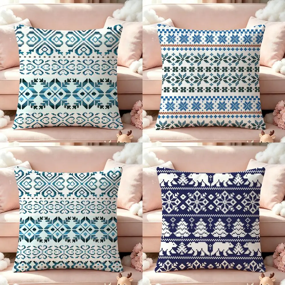 Pattern Fair Isle PatternS Cushion Cover Pillow Short Plush Pillow Cute Simple Style For Living Room Bedroom Birthday Gift