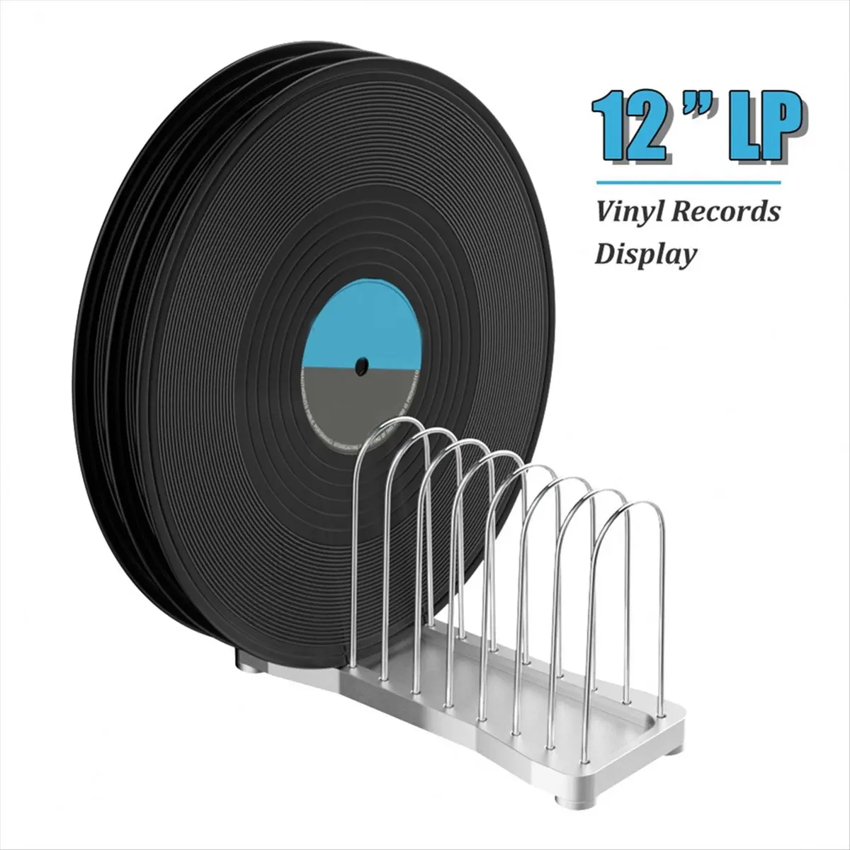 Top Sale Vinyl Record Display Rack Metal Stand for 7In and 12In Albums 10-Slot Organizer for Music Lovers for Home and A
