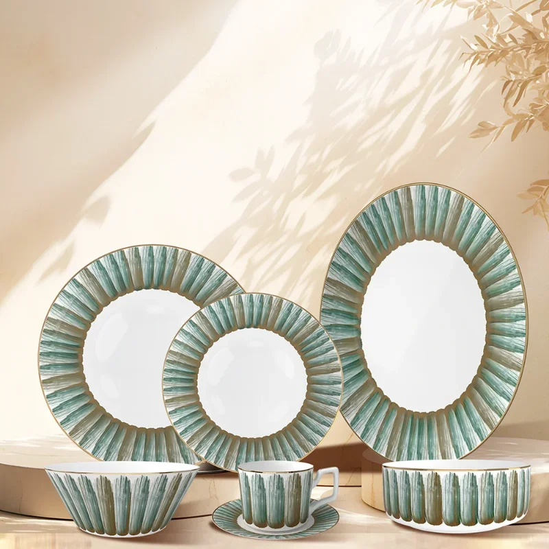 Creative Geometric Phnom Penh Bone China Western Food Plate, Steak Plate, Fish Plate