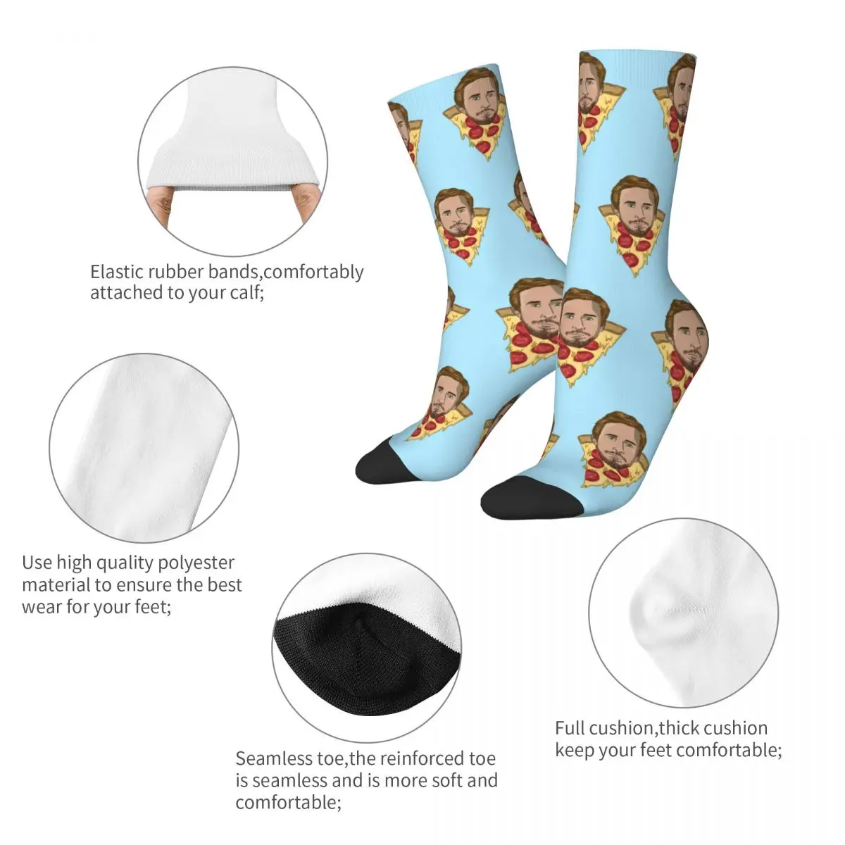 Fashion Funny Pizza Ryan Gosling Theme Design basket Crew Socks Stuff primavera autunno inverno Parody Warm Crew Socks traspirante