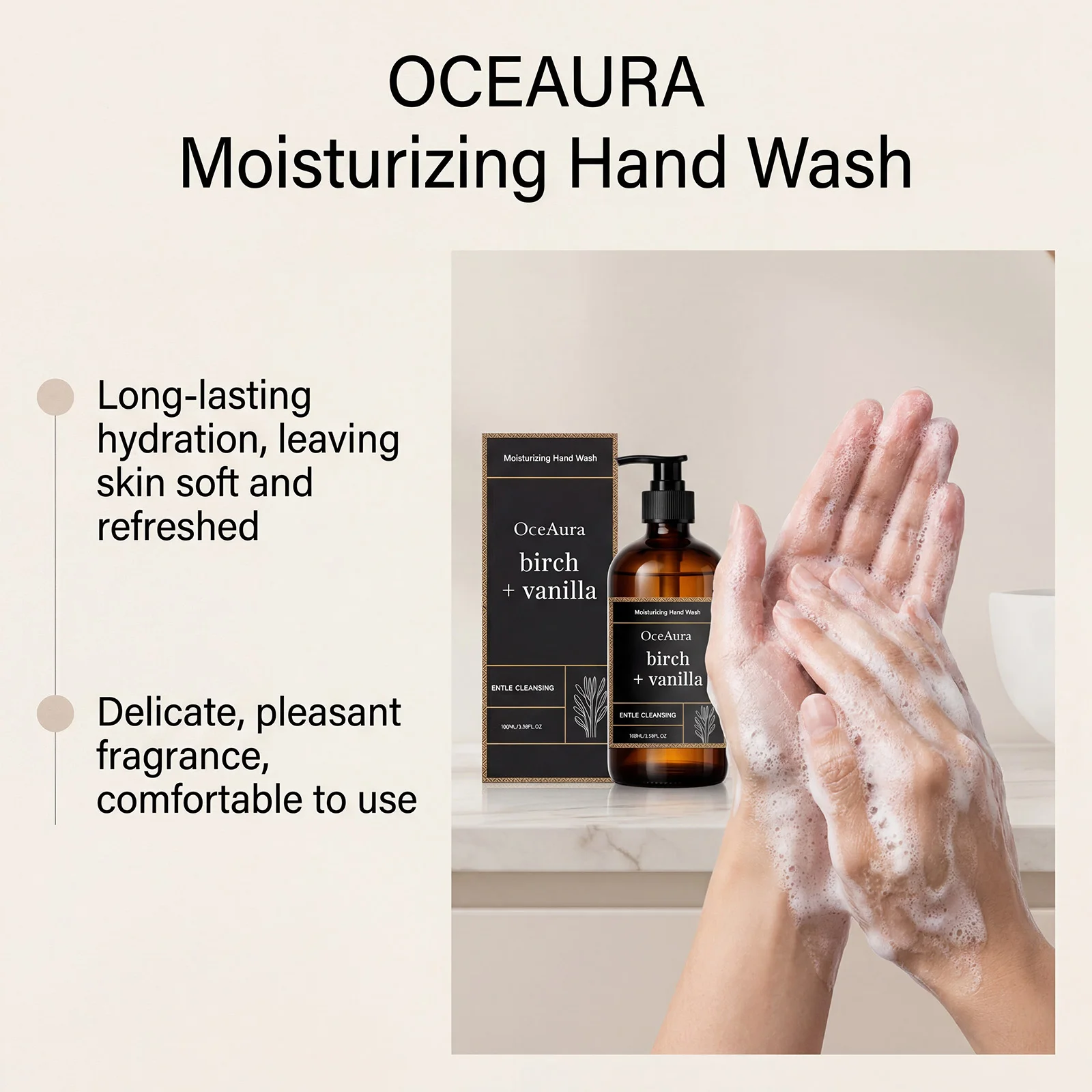 Moisturizing Hand Wash Vanilla Extract Nourishing Liquid Soap Gentle Cleansing Hand Soap for Daily Use Soft Hands Family Care