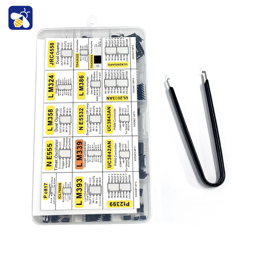 150PCS Commonly Used IC Combination Kit Free Clips and Burner Block electronic home appliance daily maintenance LM358 NE555LM386