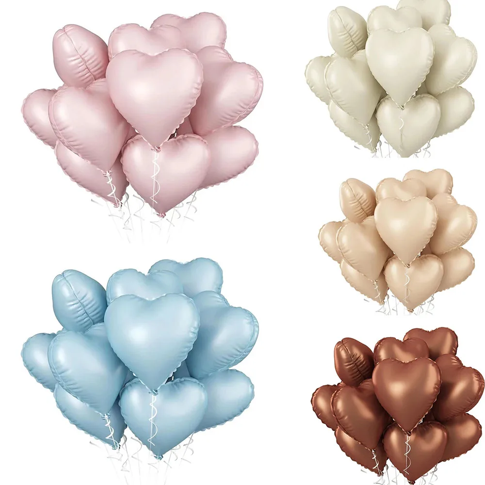 10/20PCS 18inch Candy Color Heart Foil Balloons Matte Aluminum Balloon Helium Globos for Valentine's Day Wedding Party Decor