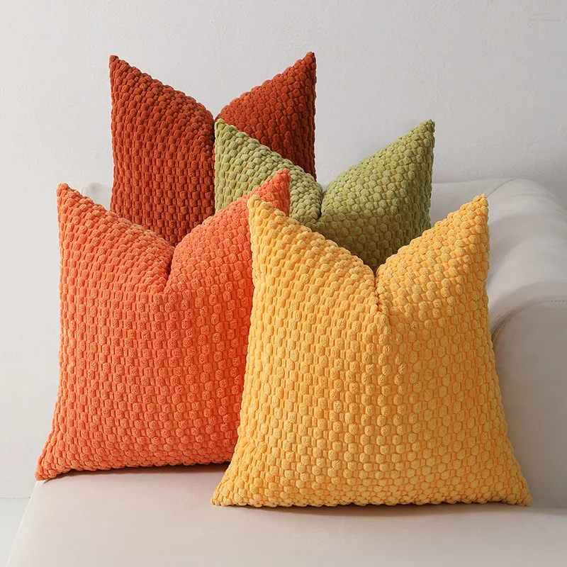 Striped Corduroy Orange Pillow Covers - Decorative Throw Cushion Pillowcases for Couch Thanksgiving Gift 30x50cm 45x45cm 50x50cm