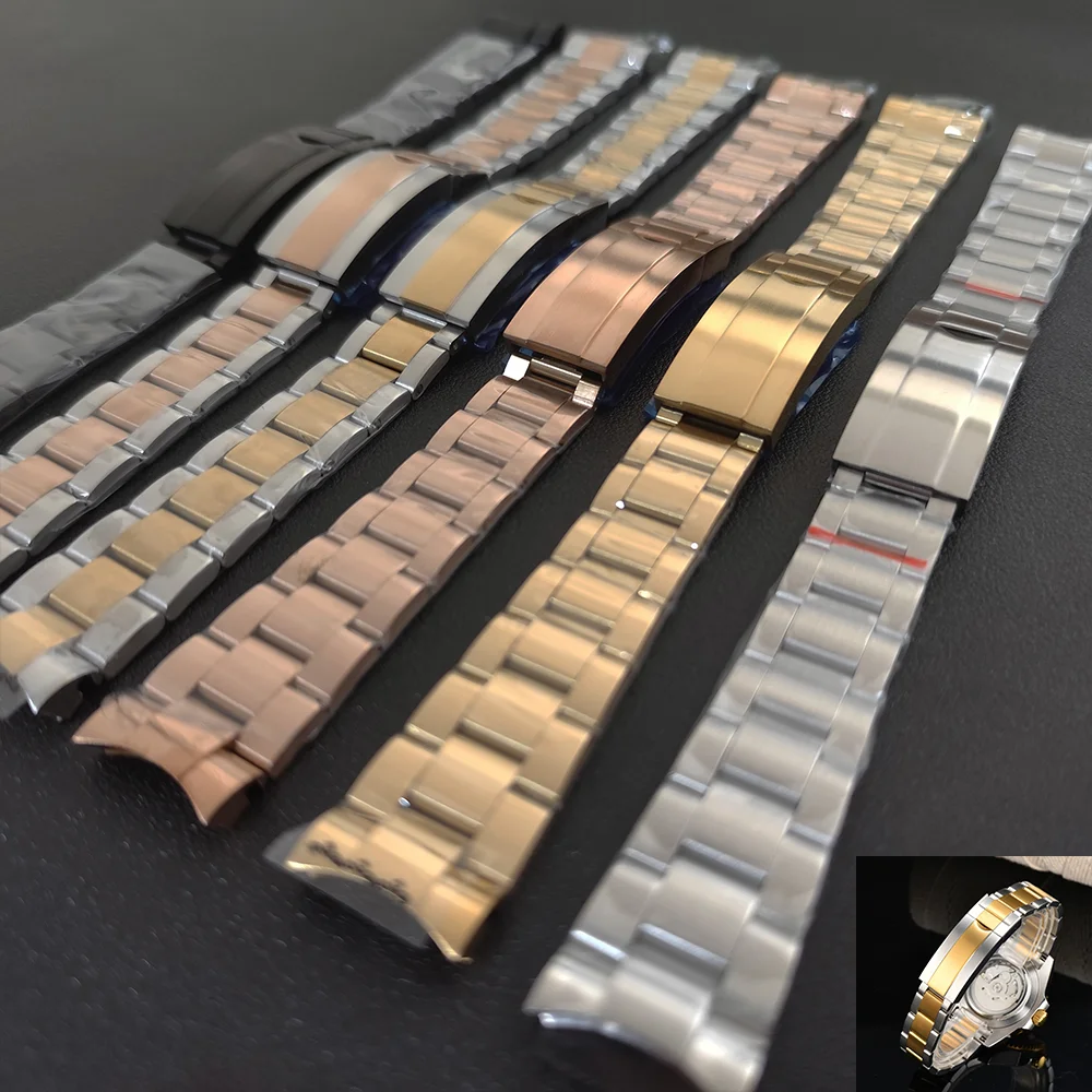 

20mm Black/Silver/Gold/Rose Gold Stainless Steel Watch Strap Sliding Lock Buckle Men Women Universal Watches Band Accessory