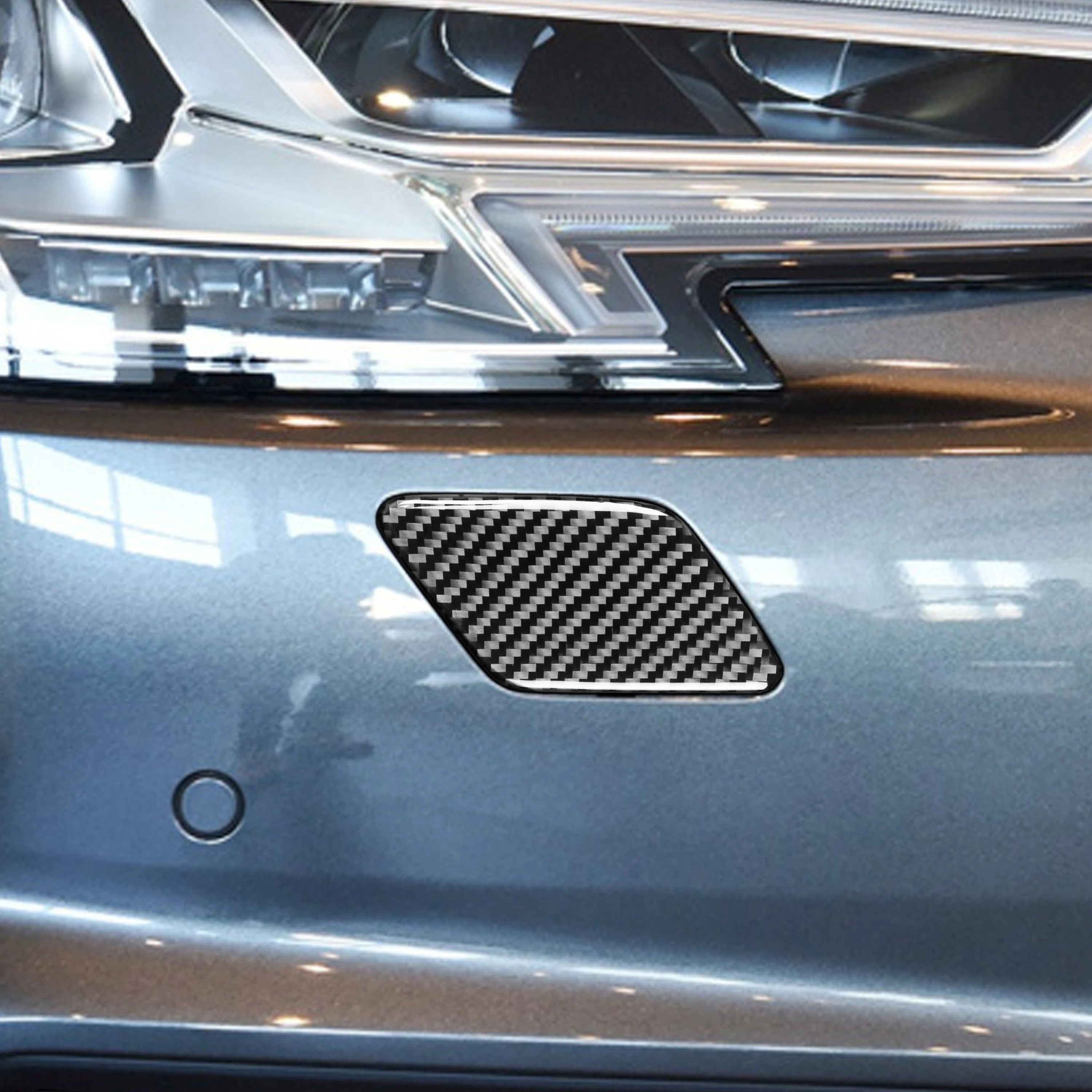 

2pcs Carbon Fiber Auto Interior Car Headlight Cleaning Panel Sticker Cover Trim Decals For Audi A4 B9 RS4 S4 2017 2018 2019