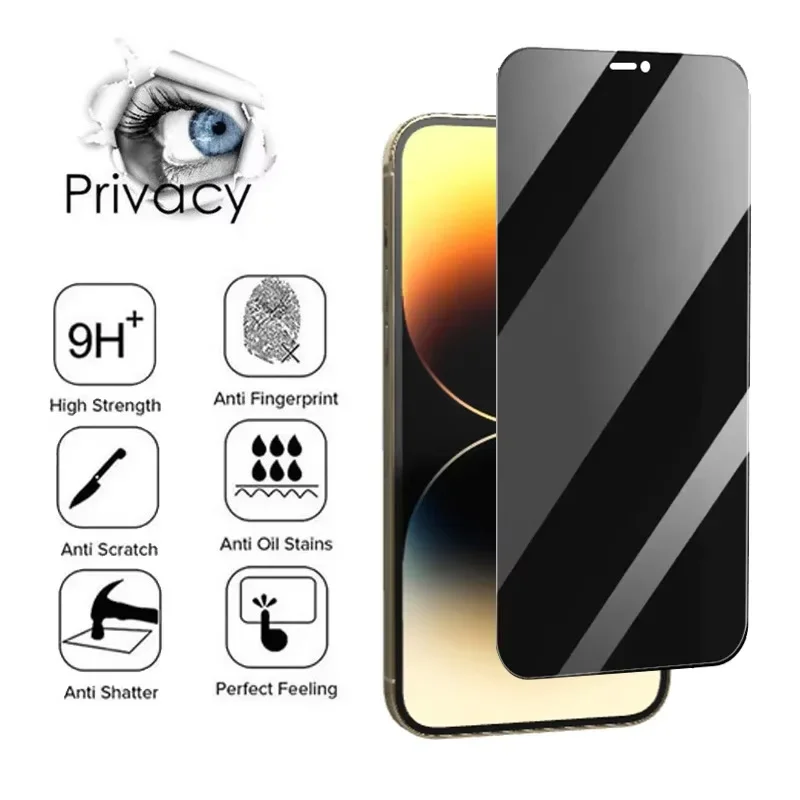 3PCS Privacy Glass + 1PCS Lens Film For iPhone 17 16 15 14 13 12 Pro Screen Protector For iphone 15 Plus Anti-spy Tempered Glass