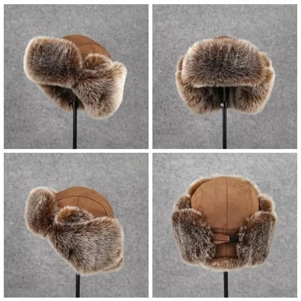 

New Warm Bomber Hats Windproof Imitation Faux Fur Faux Fur Earflap Trapper Hat Winter