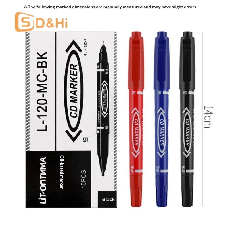 10Pcs Plastic Double-Tip Permanent Paint Marker Pens Ink For Plastic Wood Stone Metal Glass Doodling Marking Graffiti Art Set
