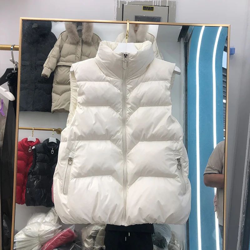 

plus Size 250 Pou Fat MM Outerwear Beige Cotton Vest Women's Versatile Small Size oulder Pad Jaet Winter 2