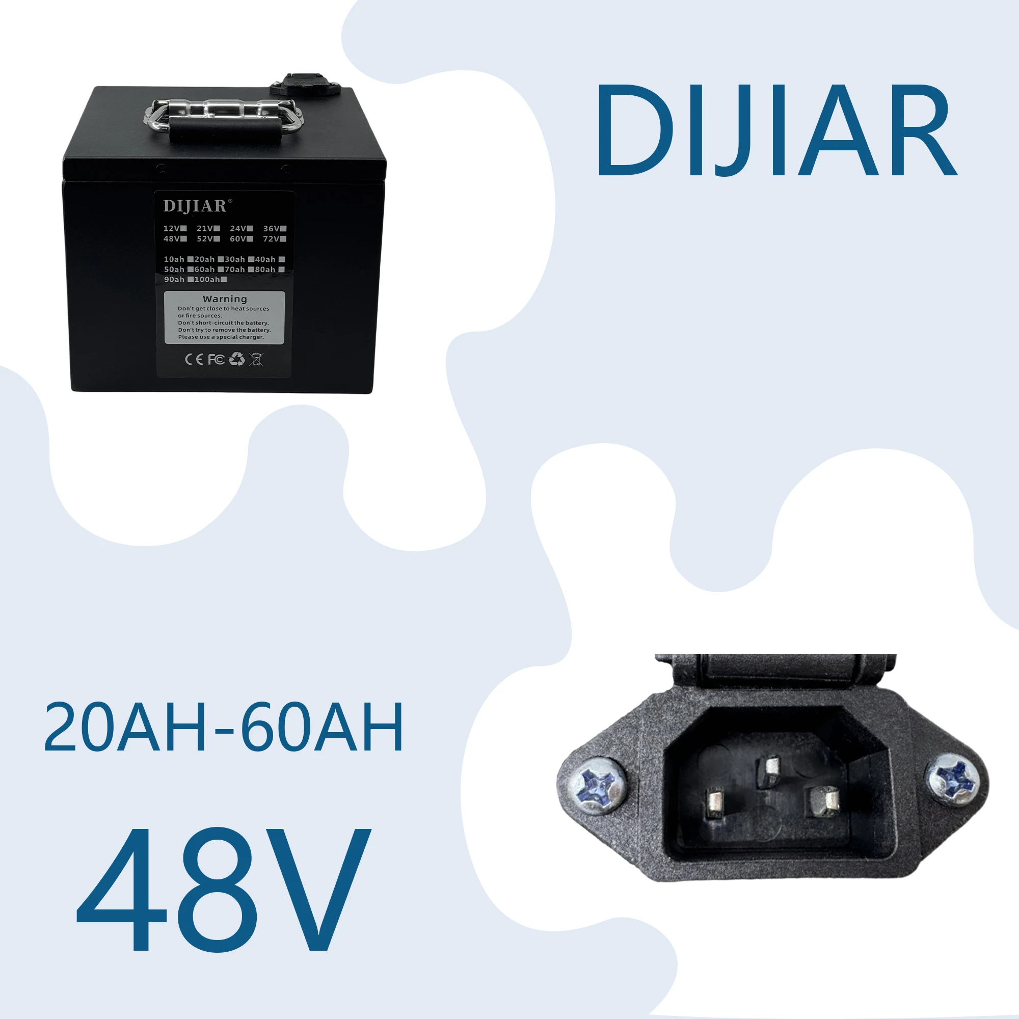 

18650 lithium-ion battery, 48V20AH-60AH, built-in BMS30AH,+charger shipped within 24 hours, suitable for 500W-3000W motors