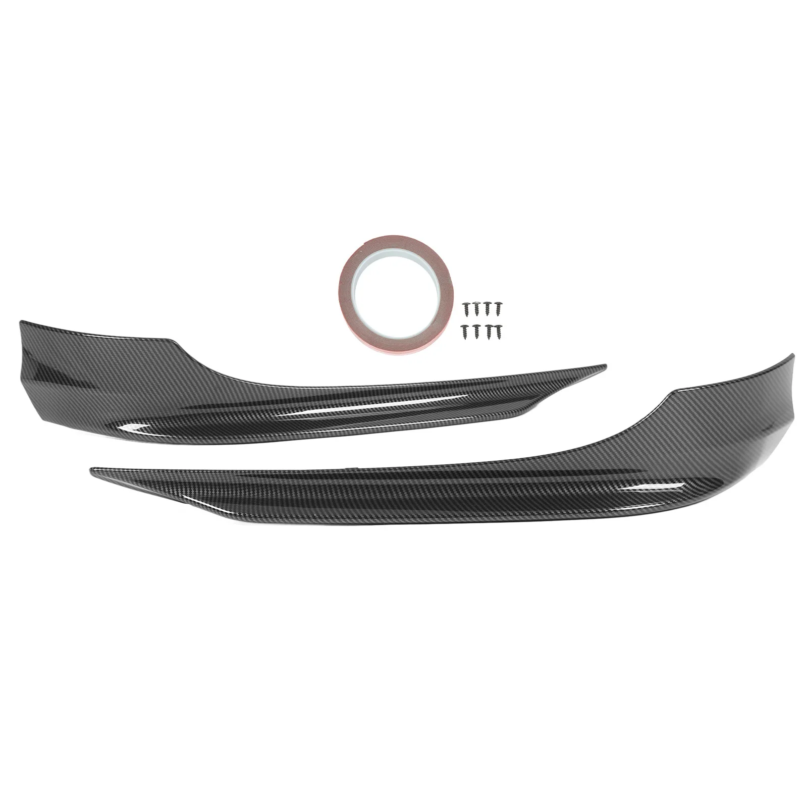 2pcsFront Bumper Lip Chin Splitter Low Drag Scratch Resistant Carbon Fibre Pattern Front Bumper Lip Air Chin Spoiler for Vehicle