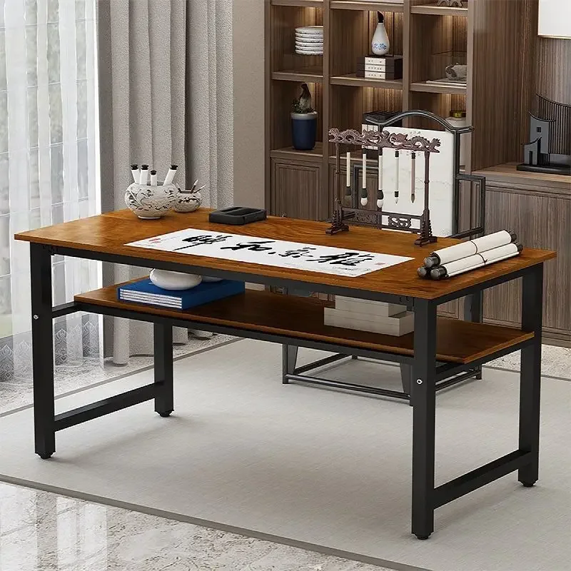 Chinese calligraphy table, desk, simple computer table, double-layer table, study table, training  calligraphy and painting