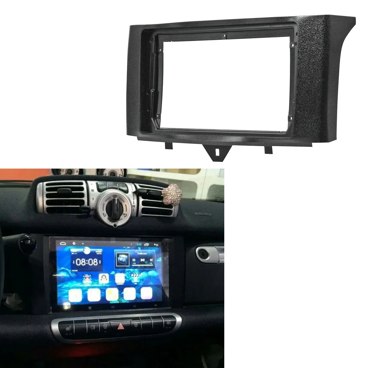 Ramka wykończeniowa radia samochodowy 2 Din dla Benz Smart Fortwo 2011-2015 DVD Stereo ramka Adapter montażowy ramka montażowa ramka instalacyjna