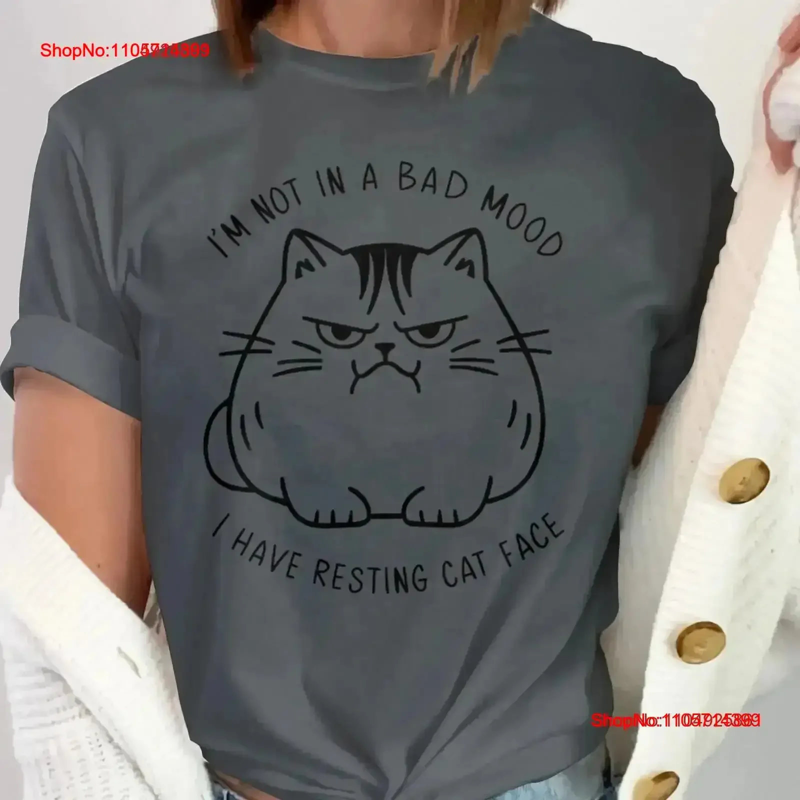 Funny Cat T Shirt Resting Face Perfect for Lovers Cute Animal Apparel vintage Washed fashion designer clothes homme vintage