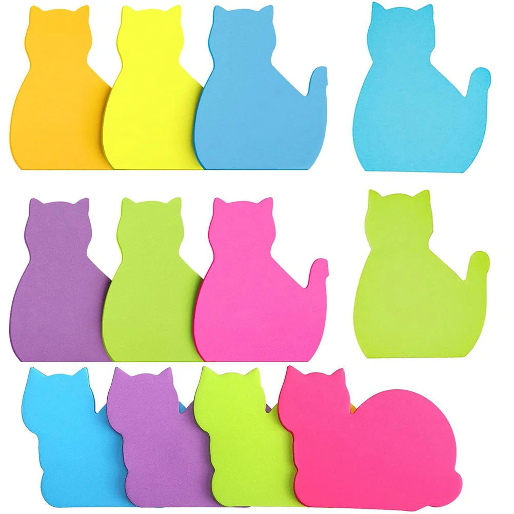 12 Pcs Modeling Cat Office Supplies Paper Mini Stickers Colorful Memo Pad