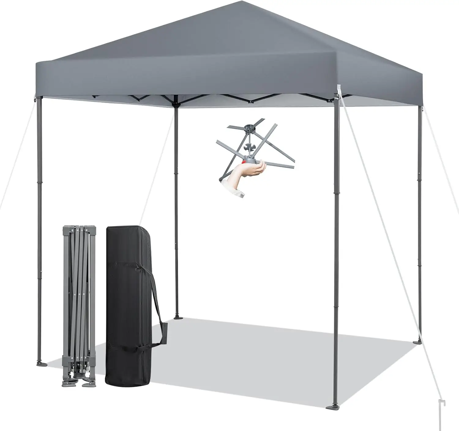 

6.6 x 6.6 Ft Pop Up Canopy, 1 Person Instant Setup Canopy Tent with Push Center Lock, 8 Stakes, 4 Ropes & Carrying Bag, Porta