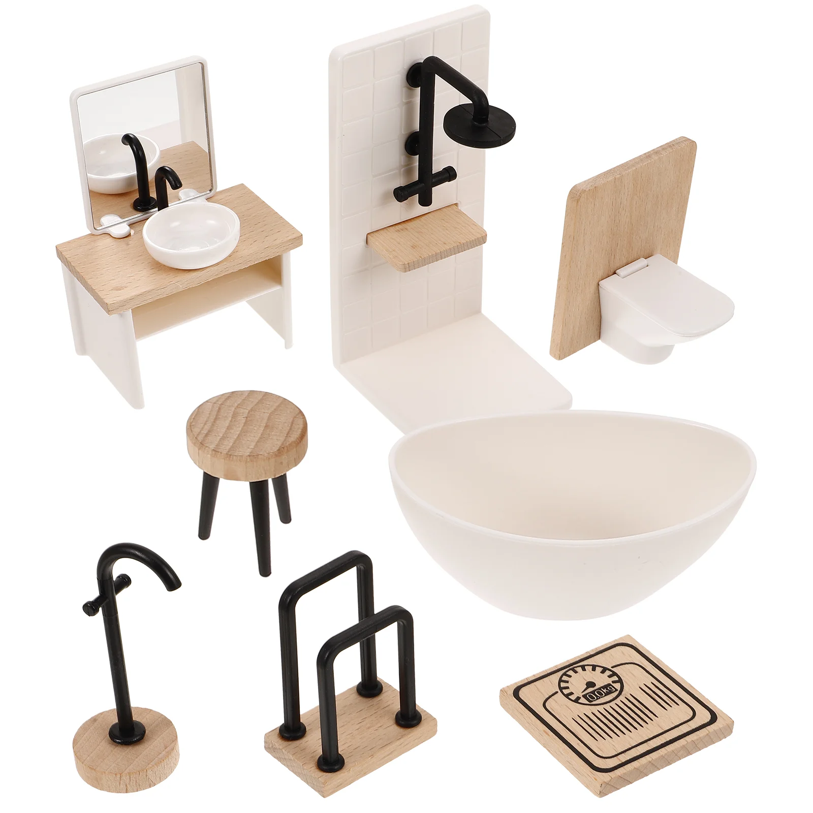 Miniature Shower Room Simulated Small Furniture Ornaments for Kids Bathroom Prop Plastic Decor Child