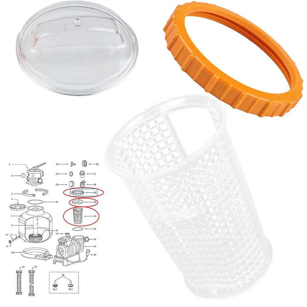 1 Set Pre Filter Cover Kit 58486 58497 58499 Orange Nut P07018 For Sand Pump Filter Lid P07019 P6561ASS16- 2023+ Compatible!