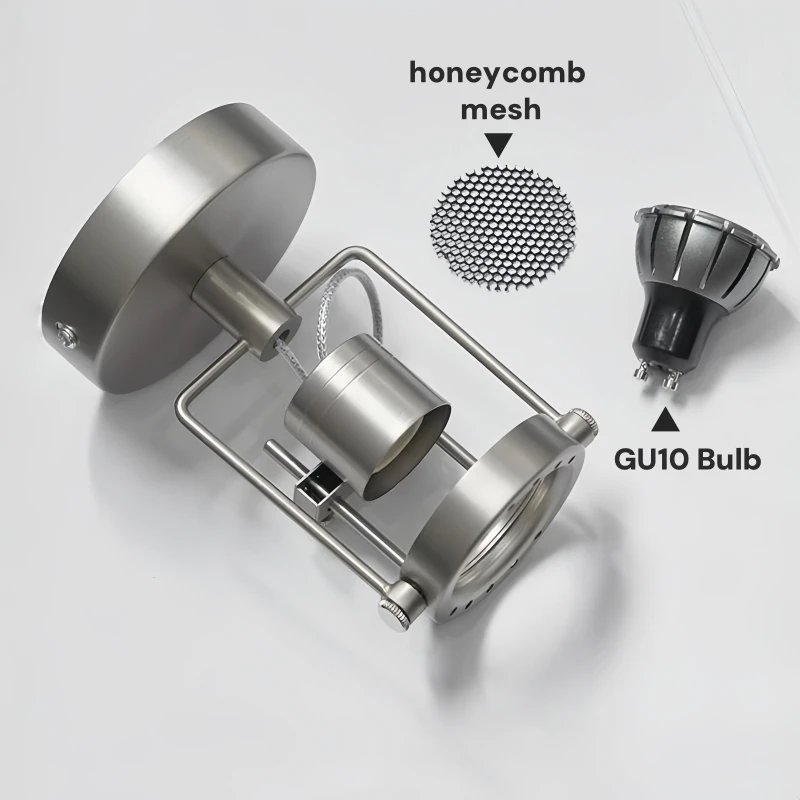 GU10 Retro LED Wall Lamp Industrial Vintage Sand Nickel Reading Sconces Bedroom Bedside Coffee Hotel Decor Wall Lighting Fixture - view 5