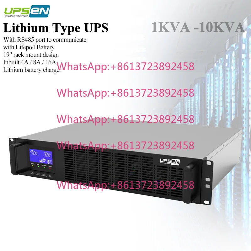 1KVA 2KVA 3KVA Online Single Phase Rack Mount 2U Long Backup UPS with Lithium Battery Pure Sine Wave 0ms Transfer Time
