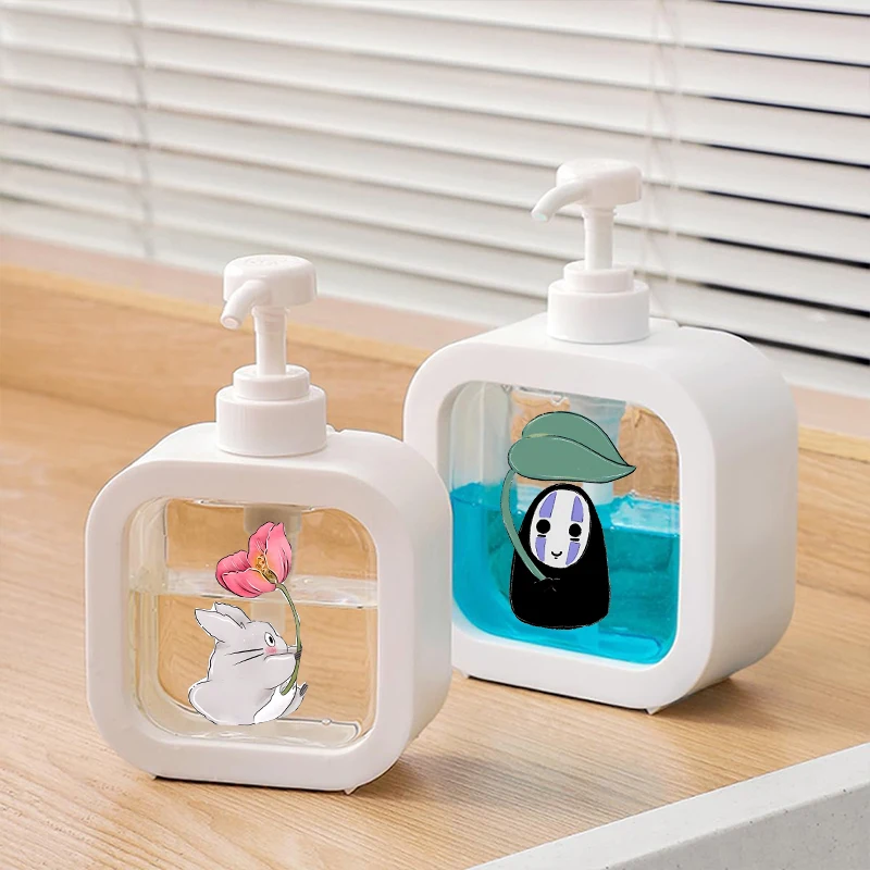 300ml Totoro Transparent Soap Dispensers Cute Refillable Portable Empty Bottle Kawaii Shower Gel Detergent Dispensing Bottle New