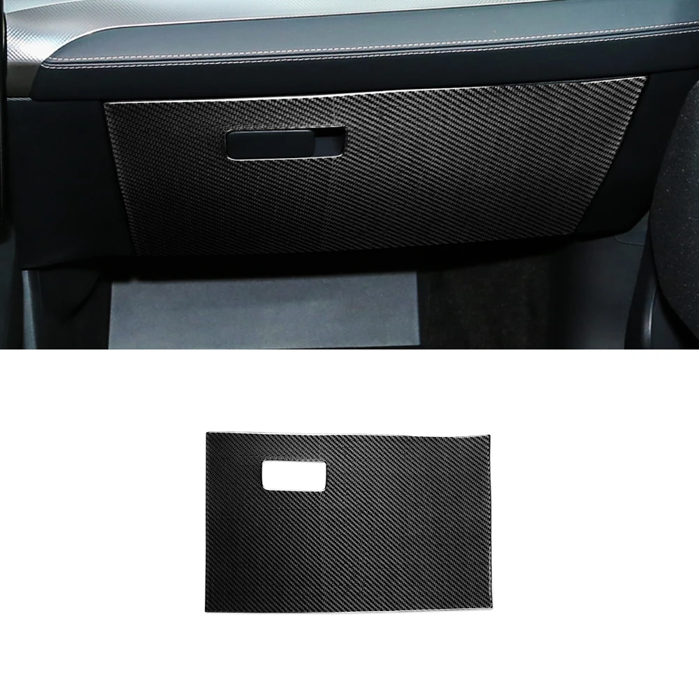 for Mustang Mach E 2021 2022 Co-pilot Storage Box Panel Decorative Sticker Trim Decal Car Interior Accessories Carbon Fiber