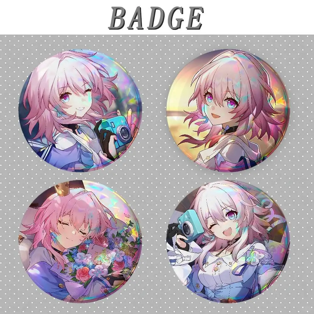 March 7th Badges Fashion New Hip Hop Versatile Round Metal Badge Cartoon Pin Gift Wholesale
