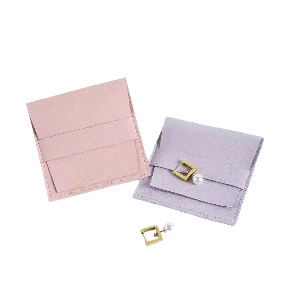 

25PCS Personalized Microfiber Jewelty Bag 6.2x6.2cm 8x8cm Suede Velvet Envelope Flap Strip Pouch Ring Earrings Bracelet Pendant