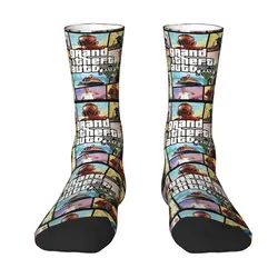 Grand Theft Auto Mens Crew Socks Unisex Fashion 3D Printing GTA Adventure Game Dress Socks