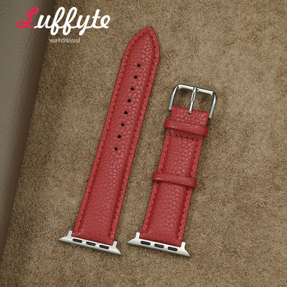 Lässiges, bequemes PU-Leder-Uhrenarmband für Apple Watch Series 1-11 Ultra SE Lychee Grain Armband für iWatch 38-49mm.