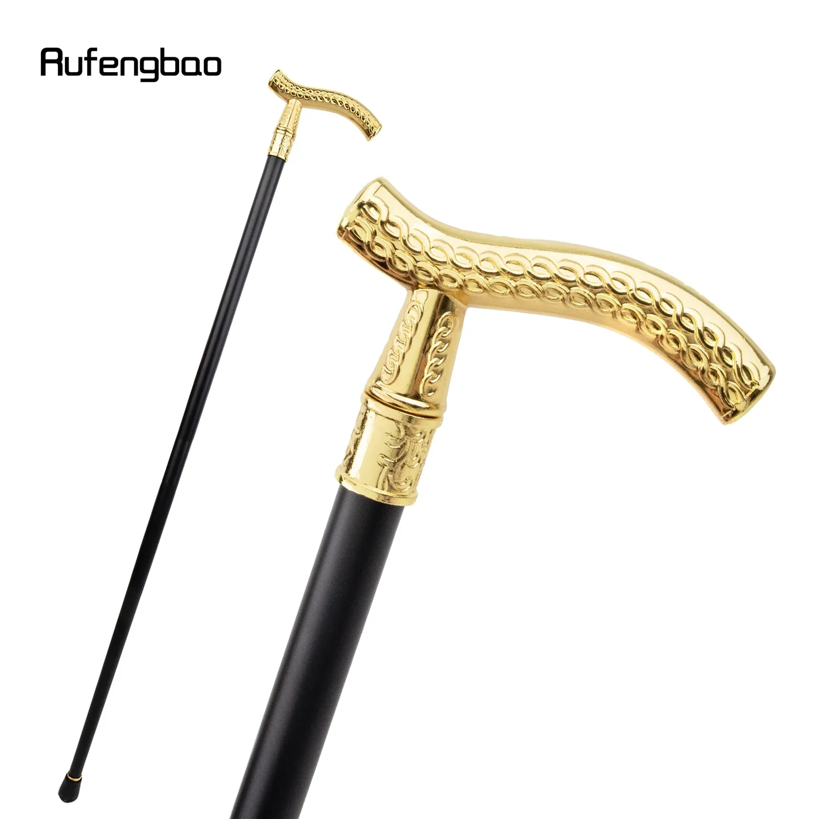 

Golden Flower Wheatear Pattern Single Joint Walking Stick Decorative Cospaly Fashionable Walking Cane Halloween Crosier 93cm