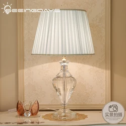 Light Luxury Crystal Lamp Cozy Bedroom Bedside European Style Pastoral Villa Living Room Luxury Vintage Ornament Table Lamp