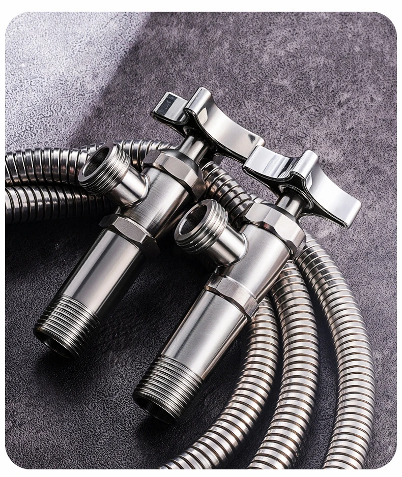 

Stainless Steel Bathroom Quick Opening Triangle Valve Faucet Accessories Thickened Triangle Valve For Hot and Cold Water