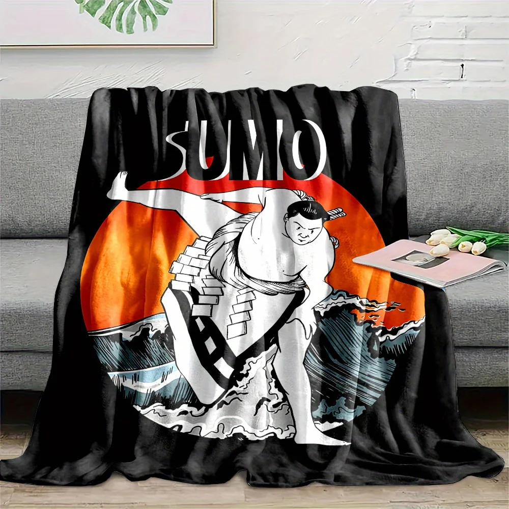 Japanese Sumo Wrestling Flannel printed blanket suitable for all seasons suitable for living room office sofa and travel