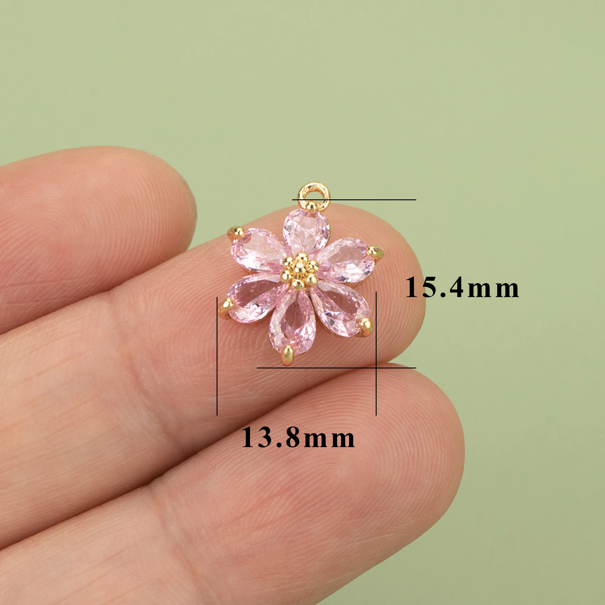 YEGUI MC78,jewelry accessories,18k gold plated,nickel free,copper,zircons,flower shape,charms,hand made,diy pendants,6pcs/lot