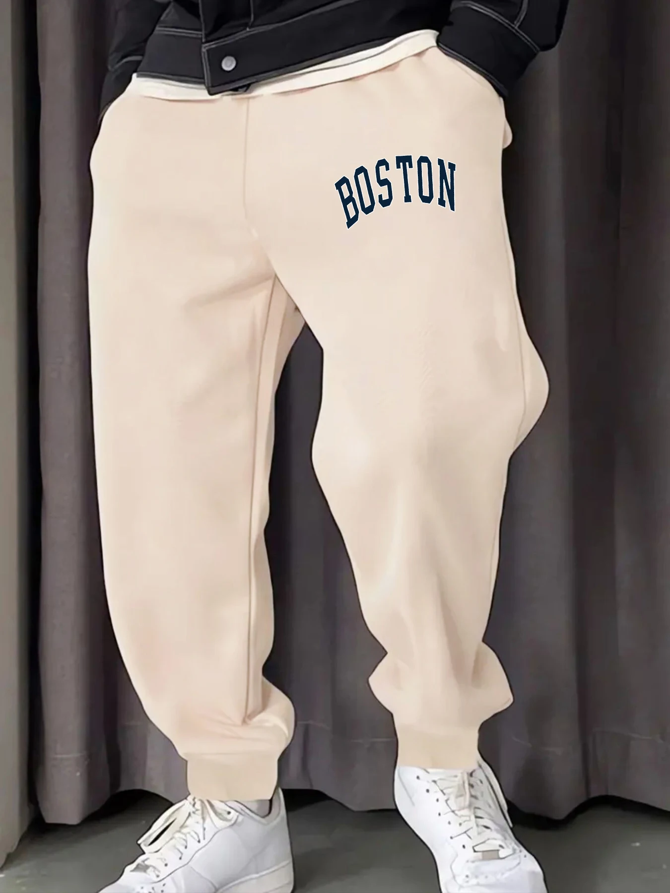 

Boston Letter Logo Print Mens Sweatpant Autumn Basic Trousers Fashion Elastic Waist Pants Joggers Drawstring Unisex Pant