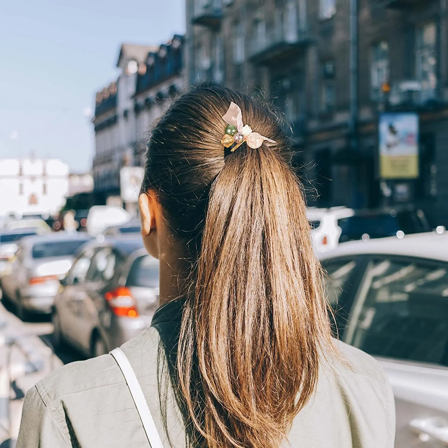 Artificiel astiques à cheveux en cristal pour filles et femmes, cravates, rubans de ULde qualité supérieure, double anneau pour cheveux, porte-queue