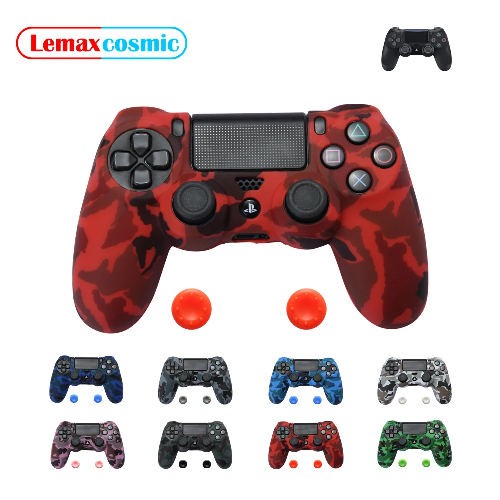 Camouflage Protective Case Controller Soft Silicone Shell Rubber Cover Thumb Grips Caps For Sony Playstation 4 PS4 Slim Pro