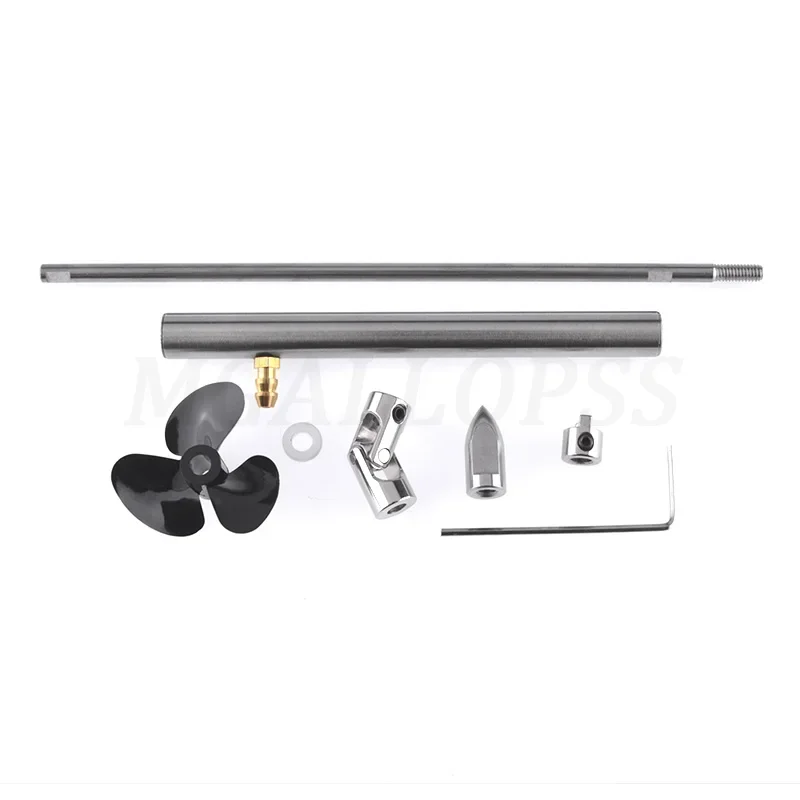 1set Include RC Boat Stainless steel 4mm Drive Shaft+Shaft Sleeve with Grease Nozzle+3 Blades Propeller+Prop Nut+Cardan Joint