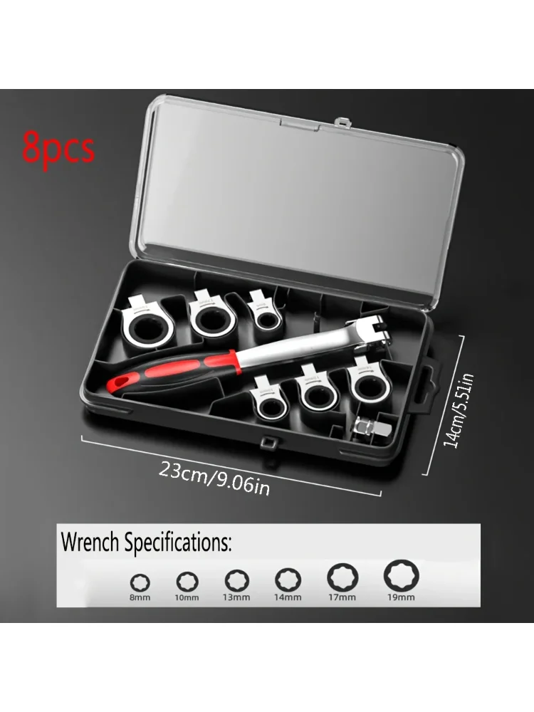 8-in-1 / 13-in-1 Interchangeable Head Ratchet Wrench Set | Flexible Head & Chrome Vanadium Steel