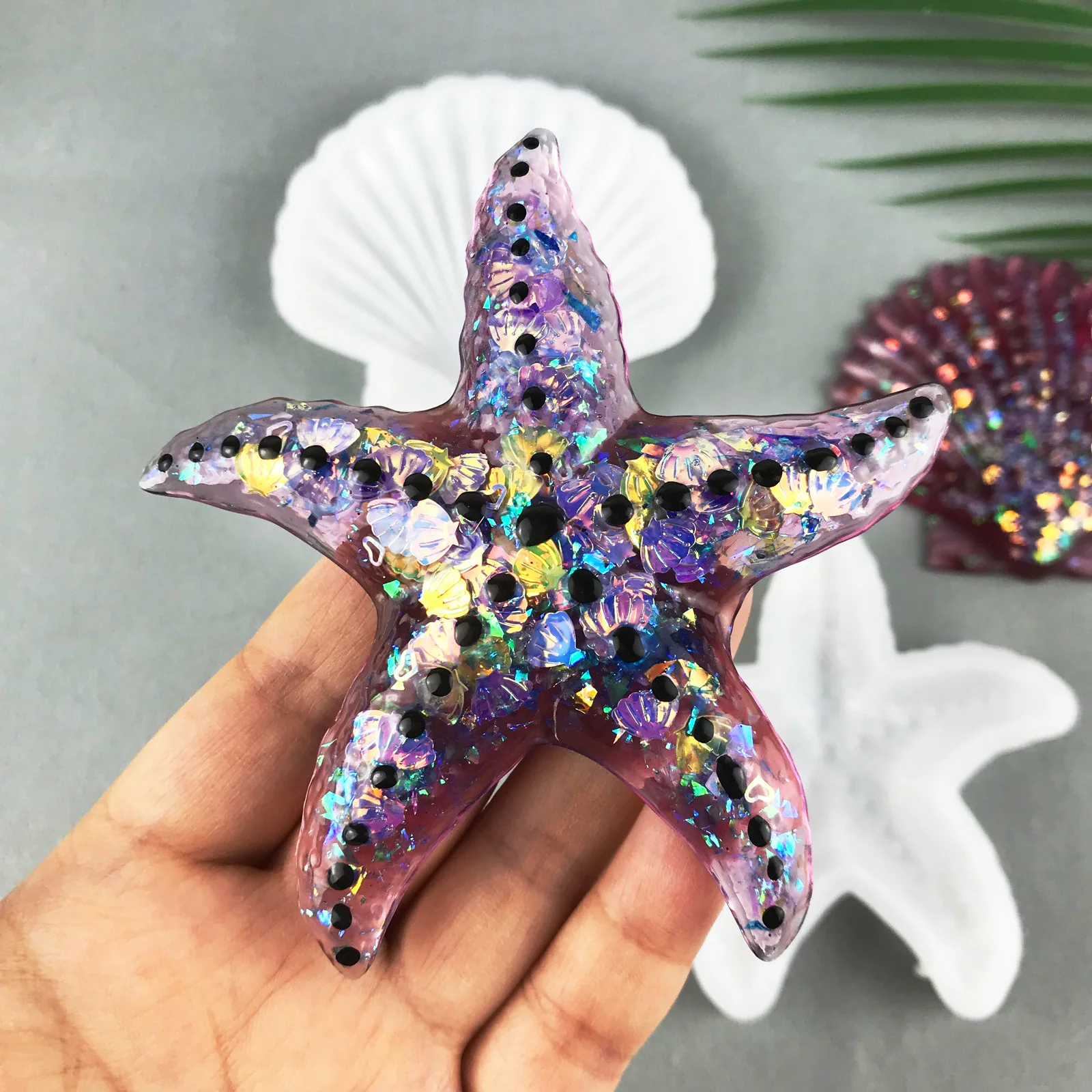 Starfish Shell Ornaments Silicone Mold Ocean Marine Seashell Resin Casting Mold Epoxy Resin Clay Pendant Decorative Making