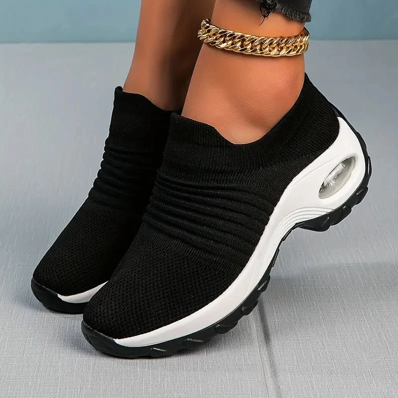 

Women's Walking Shoes Sock Sneakers Slip on Mesh Platform Sneaker Air Cushion Athletic Shoes Work Nurse Shoes Comfortable 1839 v