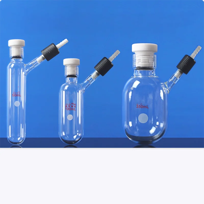 Katup ventilasi tabung tebal tahan tekanan PTFE botol tahan tekanan dengan tutup ulir 15/25/35/50/100ml