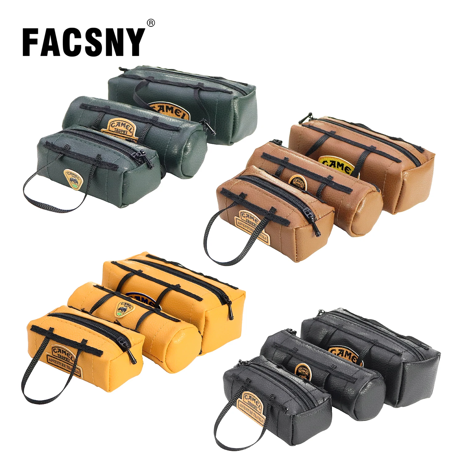 

Simulation Leather Roof Travel Bag Set with Leather Stickers DIY for 1/8 1/10 1/12 1/16 RC Crawler TRX4 SCX10 TRX4M WPL MN