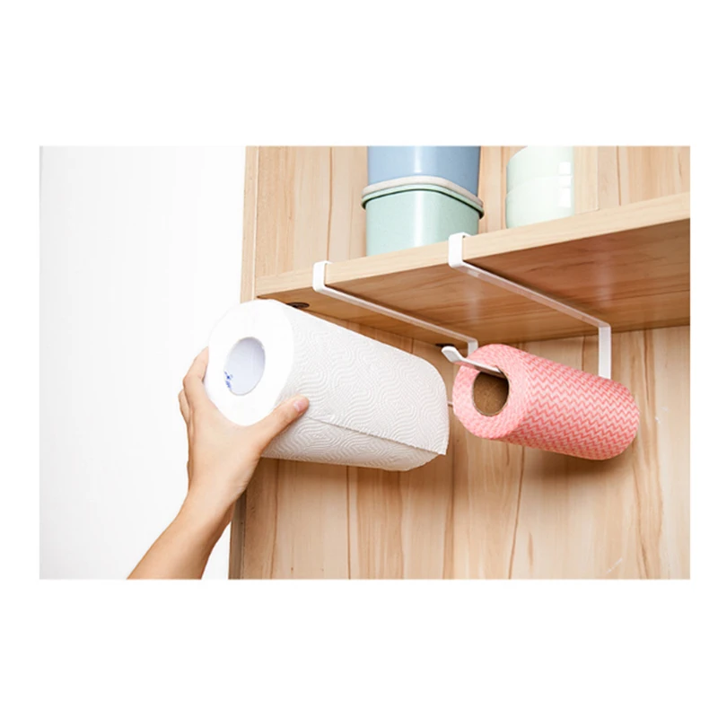 

1pc Metal Roller Paper Holder Traceless Punch Free Kitchen Paper Holder Oil-free Dishcloth Holder Towel Holder Rack For Kitchen