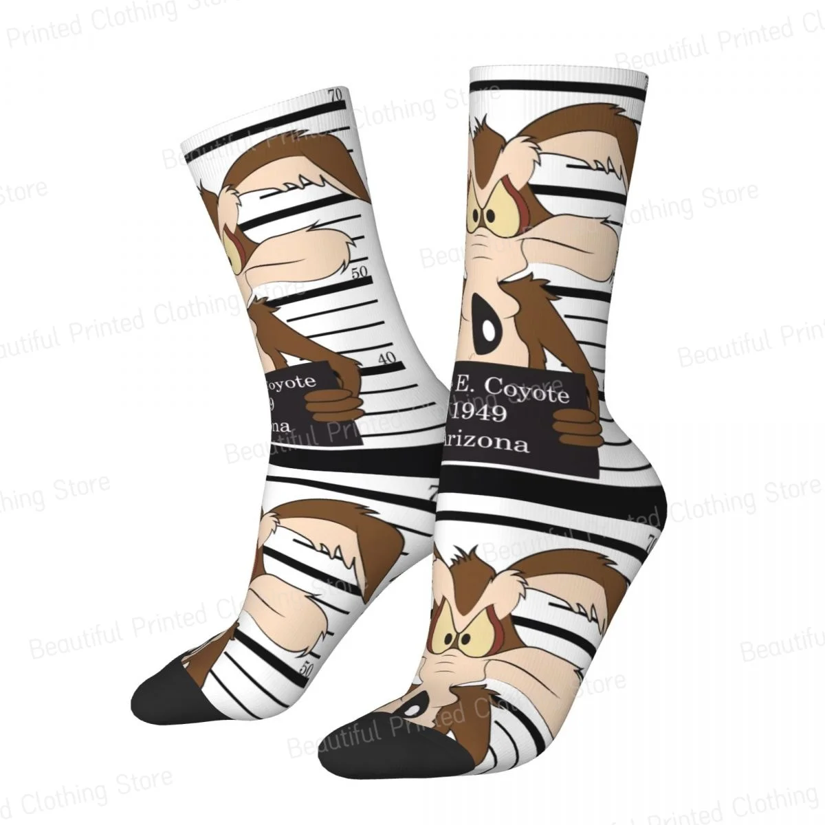 Wile E Coyote Cartoon Bad Wolf Mężczyźni Kobiety Okrągły dekolt Skarpety Kolarskie Nowość Cztery pory roku Pończochy Prezent